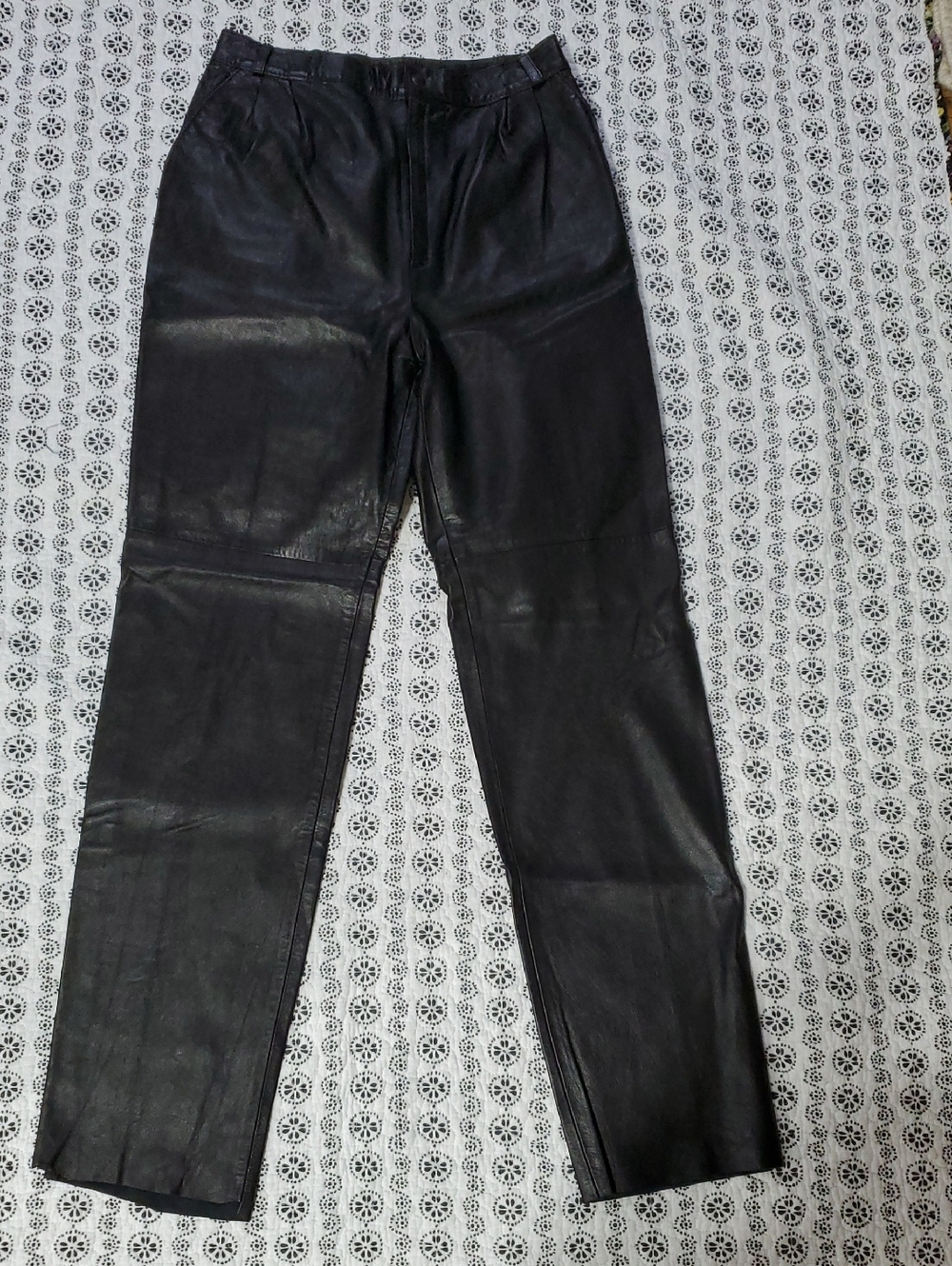 women's black genuine leather trouser